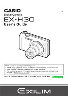 Casio Exilim EX H 30 manual. Camera Instructions.